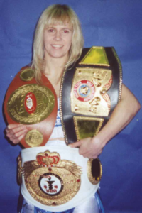 three times former world professional boxing champion Michelle Sutcliffe from Leeds Tigersgym
